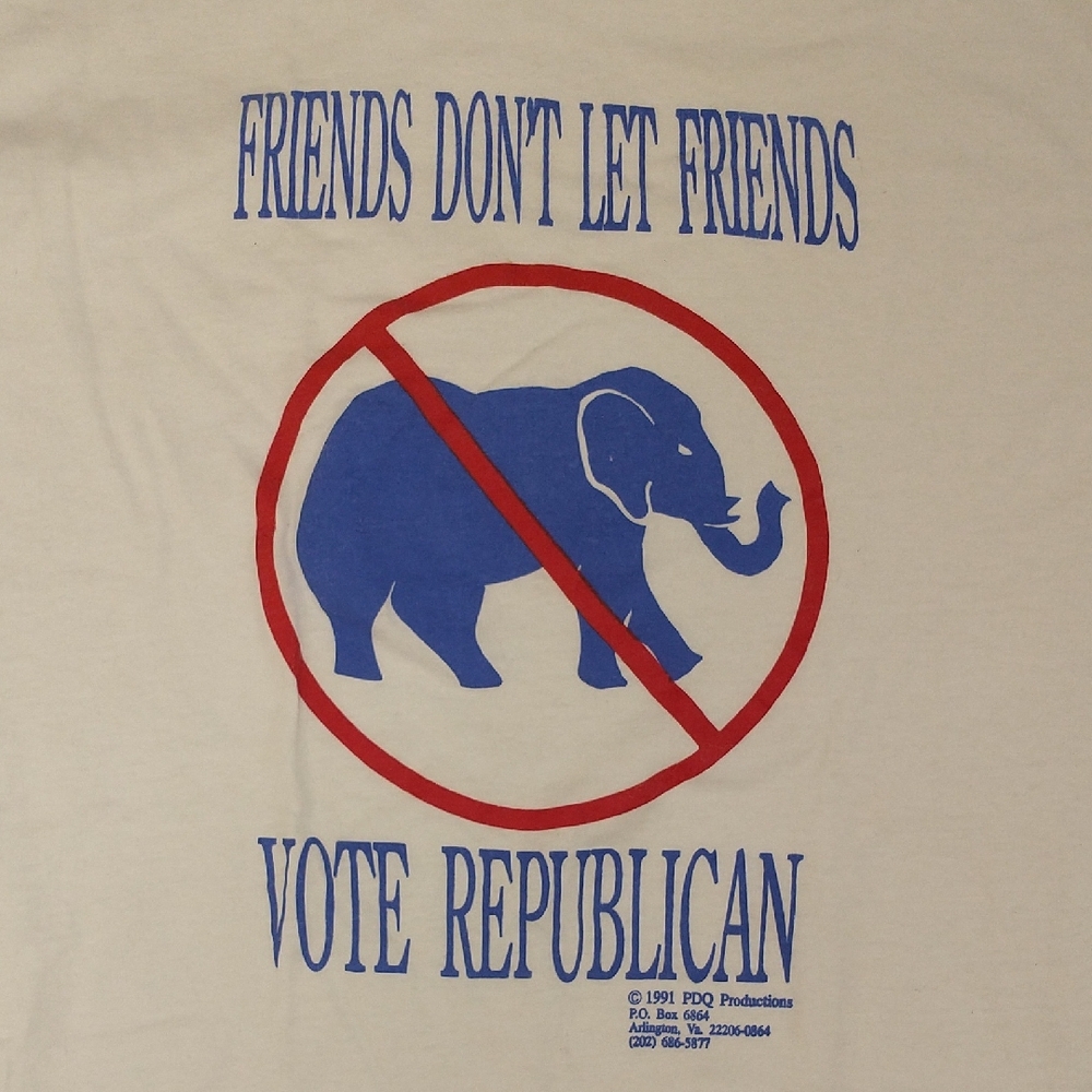 1991 Vintage Political T Shirt 90s Voter Tee 100% Cotton Single Stitch wElephant